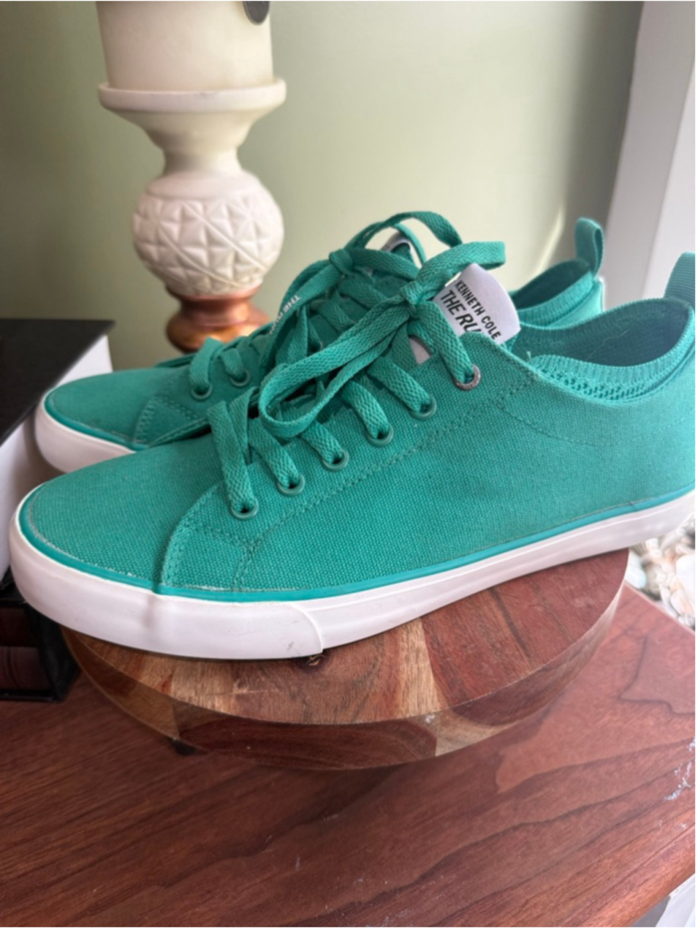Kenneth Cole Green Low Top Canvas Sneakers Spring Summer 8